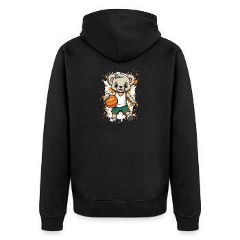 Koala Basketball Power - Unisex Premium Organic Zip Hoodie - black - Back - Nico (187cm)