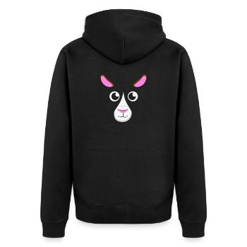 Süßes Cartoon-Meerschweinchengesicht – einfaches, minimalistisches Haustier - Unisex Premium Bio Zip Hoodie - Schwarz - Hinten - Nico (187cm)