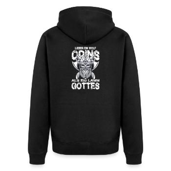 Lieber Ein Wolf Odins Als Ein Lamm Gottes Wikinger - Unisex Premium Organic Zip Hoodie - black - Back - Nico (187cm)