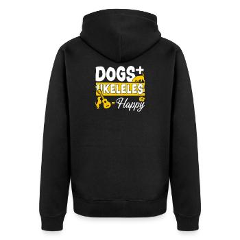 Hawaiian Ukulele Uke Dogs + - Unisex Premium Bio Zip Hoodie - Schwarz - Hinten - Nico (187cm)