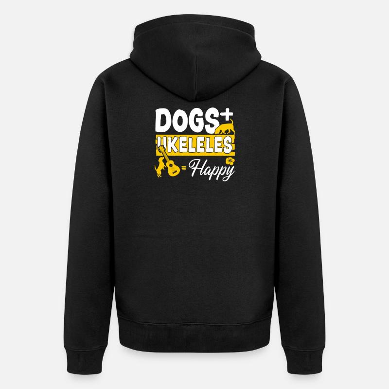Chiens ukélé hawaïen ukulélé + - Veste à capuche bio Premium Unisexe - noir