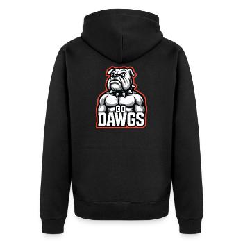 Go Dawgs Bulldog Mascot Sports Design - Unisex Premium Organic Zip Hoodie - black - Back - Nico (187cm)