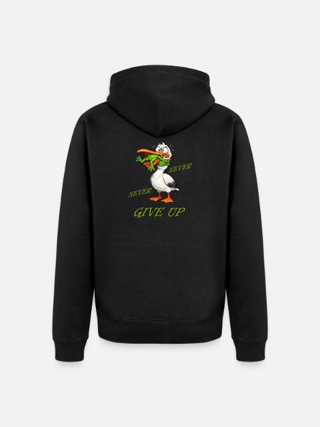 Stork - Never Give Up Frog - Unisex Premium Organic Zip Hoodie - black
