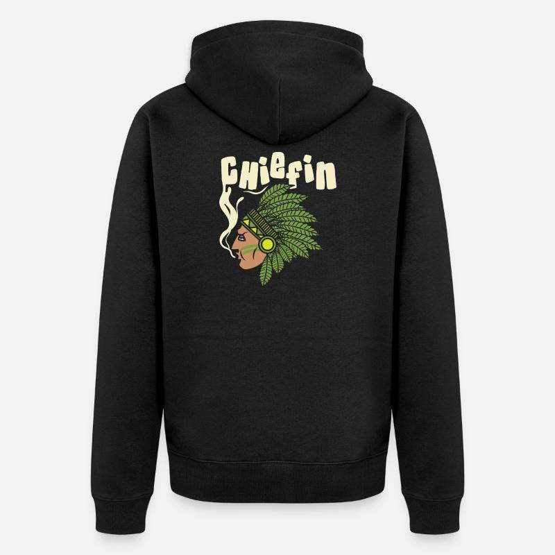 Illustration de profil de coiffe Chiefin - Veste à capuche bio Premium Unisexe - noir