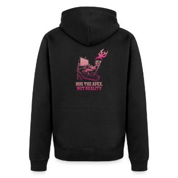 Apex Escape Neon Gamer - Unisex Premium Bio Zip Hoodie - Schwarz - Hinten - Nico (187cm)