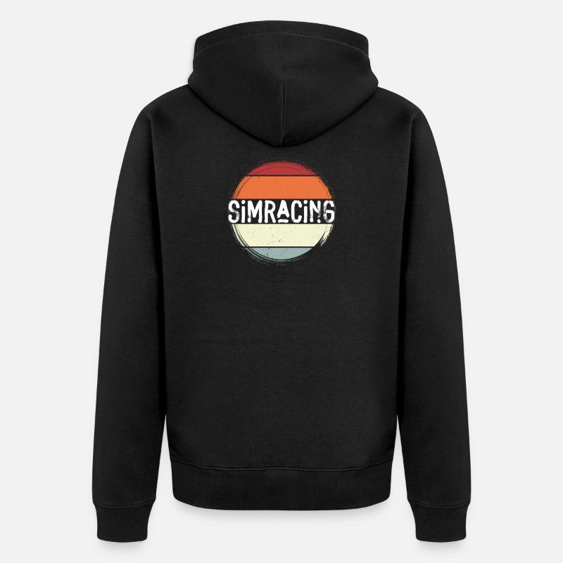 SimRacing Retro Circle Emblem - Unisex Premium Bio Zip Hoodie - Schwarz