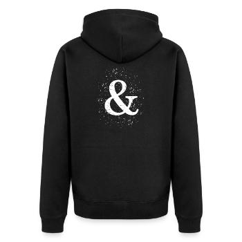 Grunge Ampersand  - Unisex Premium Bio Zip Hoodie - Schwarz - Hinten - Nico (187cm)