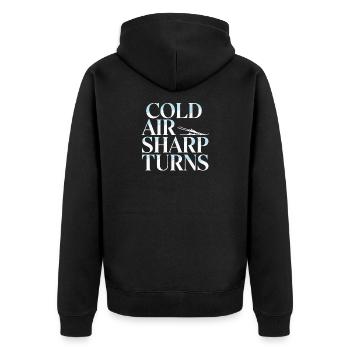  Cold Air Sharp Turns Ski Spruch für Skifahrer und - Unisex Premium Bio Zip Hoodie - Schwarz - Hinten - Nico (187cm)