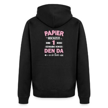 1er anniversaire de mariage Mariage Mariage papier Mariage 1 an - Veste à capuche bio Premium Unisexe - noir - Dos - Nico (187cm)
