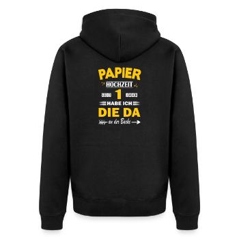 1er anniversaire de mariage Mari 1 an mariage papier - Veste à capuche bio Premium Unisexe - noir - Dos - Nico (187cm)