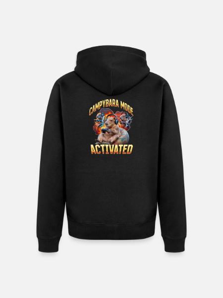 Funny Gaming Gamer Capybara - Unisex Premium Bio Zip Hoodie - Schwarz