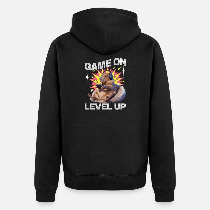 Joueur Drôle de Capybara - Veste à capuche bio Premium Unisexe - noir