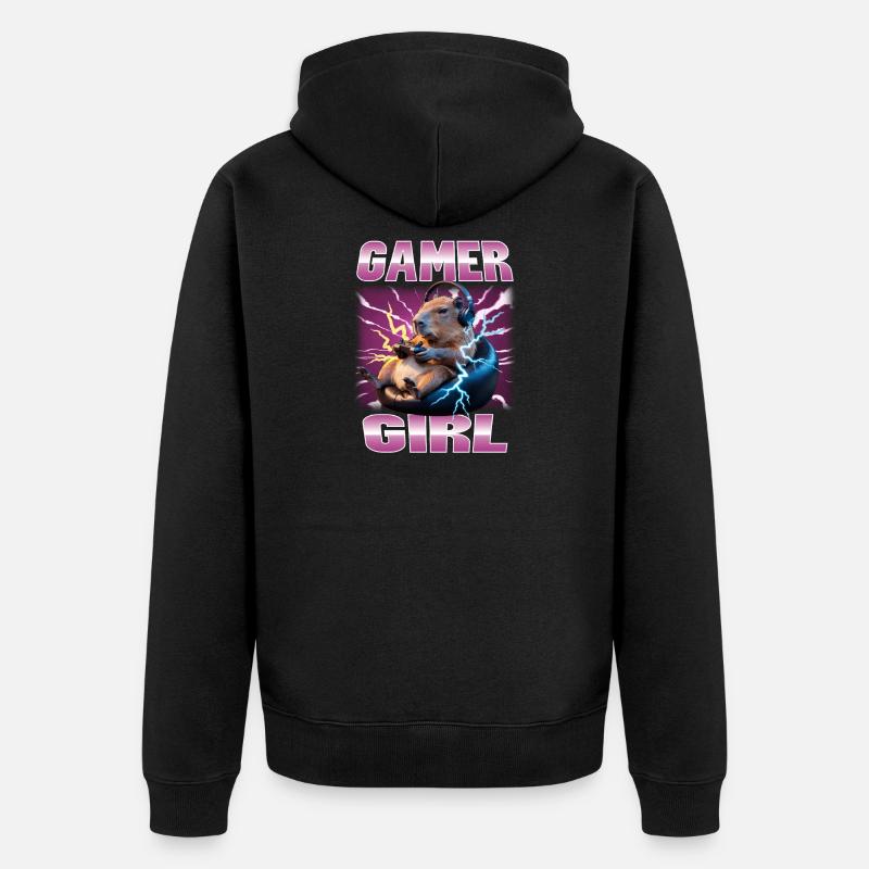 Joueur Drôle de Capybara - Veste à capuche bio Premium Unisexe - noir