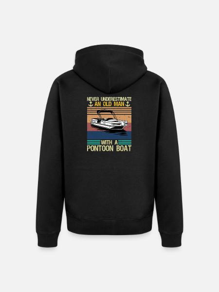 Never Underestimate An Old Man With Pontoon Boat - Unisex Premium Bio Zip Hoodie - Schwarz