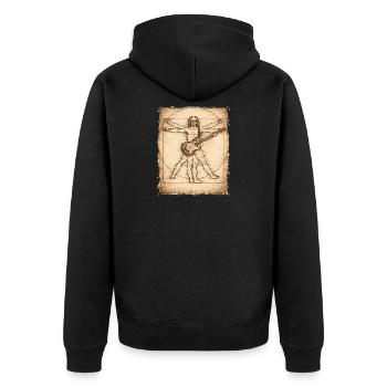 Vitruvian Rocker Guitarist Design - Unisex Premium Organic Zip Hoodie - black - Back - Nico (187cm)