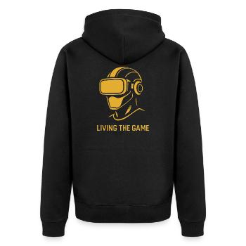 Leben im Spiel VR-Avatar - Unisex Premium Bio Zip Hoodie - Schwarz - Hinten - Nico (187cm)