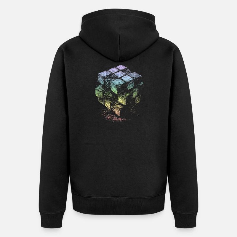 Couleurs arc-en-ciel du cube - Veste à capuche bio Premium Unisexe - noir