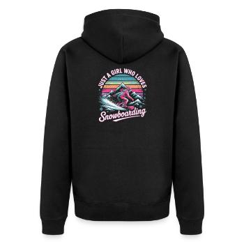 Retro Snowboarden: Mädchen liebt Piste - Unisex Premium Bio Zip Hoodie - Schwarz - Hinten - Nico (187cm)