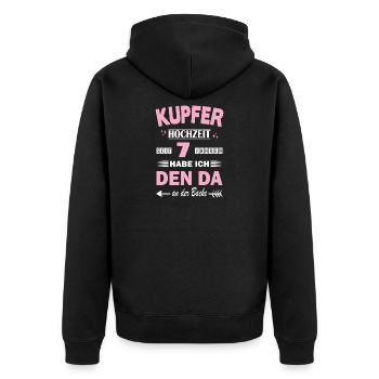 Copper Wedding 7th Wedding Anniversary Anniversary Wife - Unisex Premium Organic Zip Hoodie - black - Back - Nico (187cm)