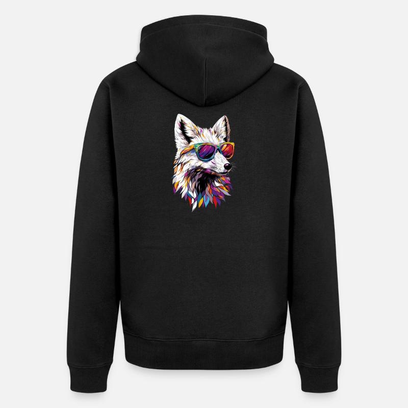 Polarfuchs Schneefuchs Eisfuchs Süßer Weißer Fuchs - Unisex Premium Bio Zip Hoodie - Schwarz