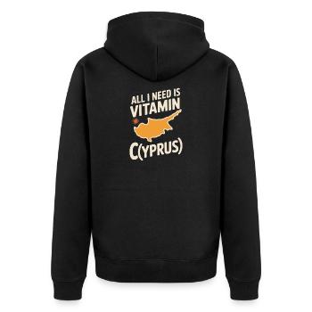 Chypre Tout ce dont j’ai besoin, c’est de vitamines Chypre Drapeau chypriote - Veste à capuche bio Premium Unisexe - noir - Dos - Nico (187cm)