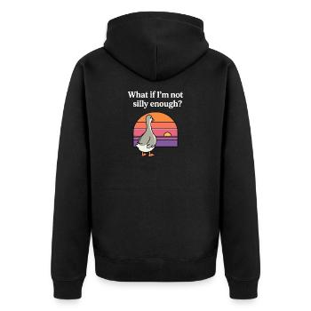 Was, wenn ich nicht albern genug bin, lustige Gans-Retro - Unisex Premium Bio Zip Hoodie - Schwarz - Hinten - Nico (187cm)