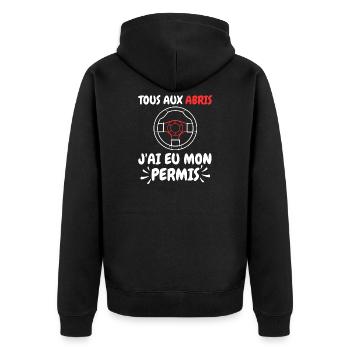 Jeune conducteur Tous aux abris J'Ai EU Mon permis - Veste à capuche bio Premium Unisexe - noir - Dos - Nico (187cm)