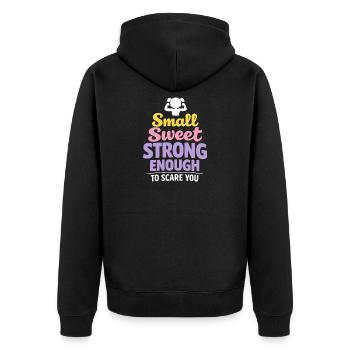 Anime Strong Girl Taking The Force In - Unisex Premium Organic Zip Hoodie - black - Back - Nico (187cm)