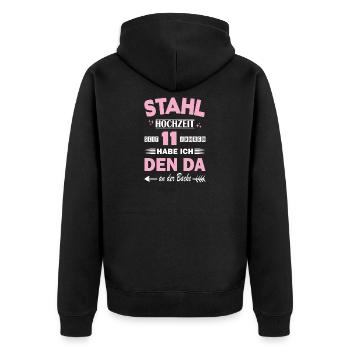 Stahlhochzeit 11 Hochzeitstag Jahrestag Ehefrau  - Unisex Premium Bio Zip Hoodie - Schwarz - Hinten - Nico (187cm)