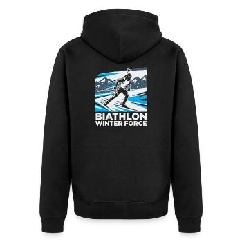 Biathlon Athlète Sport Sports d’hiver - Veste à capuche bio Premium Unisexe - noir - Dos - Nico (187cm)