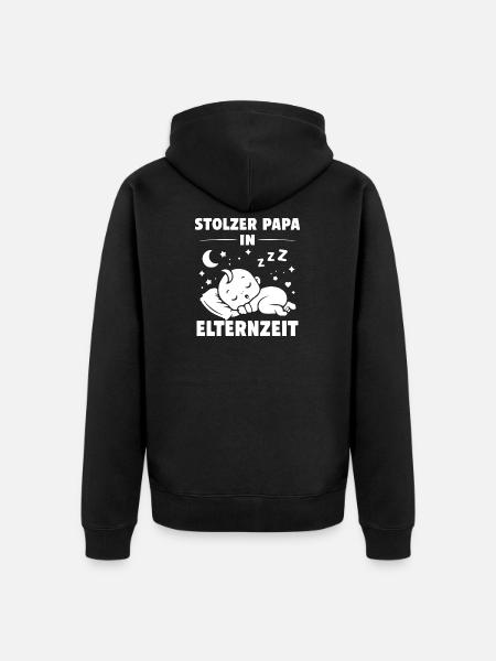 Stolzer Papa in Elternzeit - Unisex Premium Bio Zip Hoodie - Schwarz