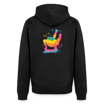 Skeleton Bobsleigh Winter Sports Sled - Unisex Premium Bio Zip Hoodie - Schwarz - Hinten - Nico (187cm)