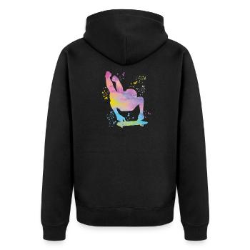 Skeleton Bobsleigh Winter Sports Sled - Unisex Premium Bio Zip Hoodie - Schwarz - Hinten - Nico (187cm)