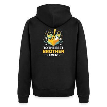 Bester Bruder aller Zeiten Geschenkbox-Musik - Unisex Premium Bio Zip Hoodie - Schwarz - Hinten - Nico (187cm)