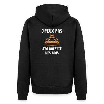 Humour galette des rois - Veste à capuche bio Premium Unisexe - noir - Dos - Nico (187cm)