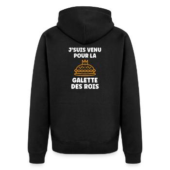 Humour galette des rois - Veste à capuche bio Premium Unisexe - noir - Dos - Nico (187cm)