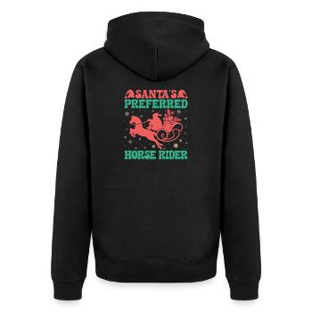 Hobby Horse Rider Preferred English Riding - Unisex Premium Bio Zip Hoodie - Schwarz - Hinten - Nico (187cm)