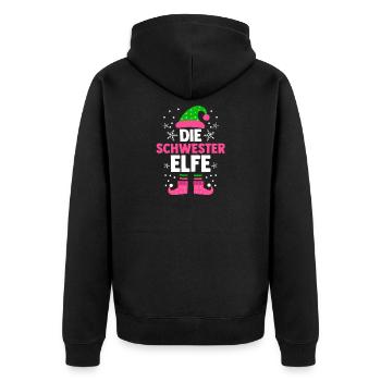 Weihnachten Familie Die Schwester Elfe - Unisex Premium Bio Zip Hoodie - Schwarz - Hinten - Nico (187cm)
