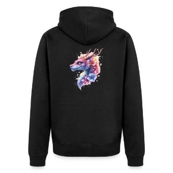Dragon Fleur Bleu - Veste à capuche bio Premium Unisexe - noir - Dos - Nico (187cm)