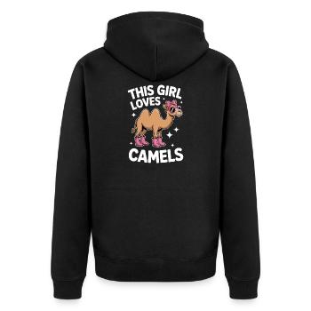 Kamele Spruch Lustiges Kamele Geschenk - Unisex Premium Bio Zip Hoodie - Schwarz - Hinten - Nico (187cm)