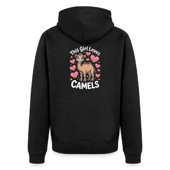 Kamele Spruch Lustiges Kamele Geschenk - Unisex Premium Bio Zip Hoodie - Schwarz - Hinten - Nico (187cm)