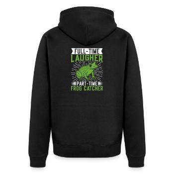 Frog Catcher Full-Time Laugher Frog - Unisex Premium Bio Zip Hoodie - Schwarz - Hinten - Nico (187cm)