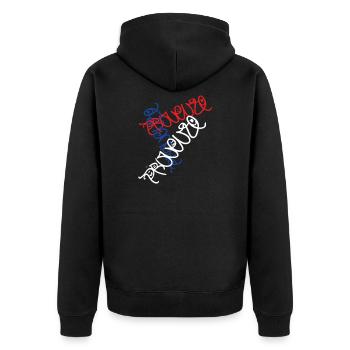 Kreatives Provence Frankreich T-Shirt - Unisex Premium Bio Zip Hoodie - Schwarz - Hinten - Nico (187cm)