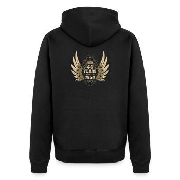 Einzigartiger Engel Jahrgang 1986 40. Geburtstag - Unisex Premium Bio Zip Hoodie - Schwarz - Hinten - Nico (187cm)