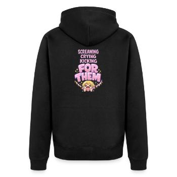 Anime-fangirl Schreit Anime-reaktion - Unisex Premium Bio Zip Hoodie - Schwarz - Hinten - Nico (187cm)