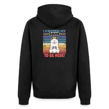 I paused my game to be here - Unisex Premium Organic Zip Hoodie - black - Back - Nico (187cm)
