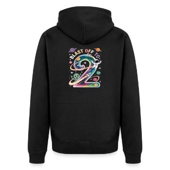 Départ dans l’espace, fête d’anniversaire des enfants pour 2e anniversaire - Veste à capuche bio Premium Unisexe - noir - Dos - Nico (187cm)