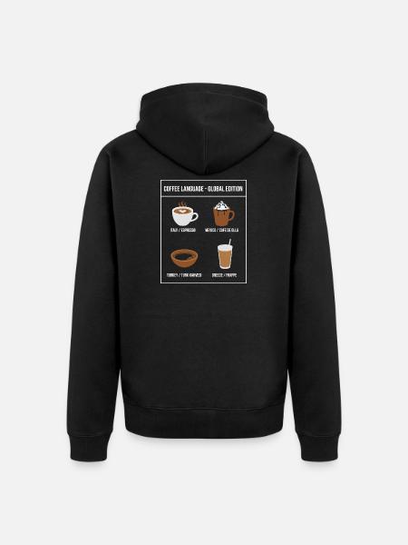 Coffee Language Global Edition - Unisex Premium Organic Zip Hoodie - black