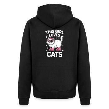 Katzen Spruch Lustiges Katzen Geschenk - Unisex Premium Bio Zip Hoodie - Schwarz - Hinten - Nico (187cm)
