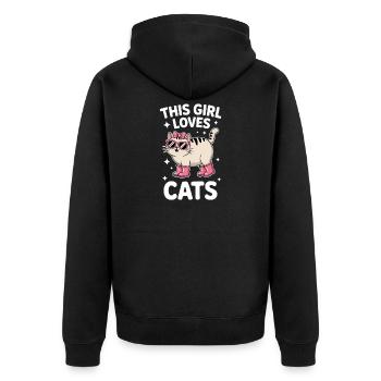 Katzen Spruch Lustiges Katzen Geschenk - Unisex Premium Bio Zip Hoodie - Schwarz - Hinten - Nico (187cm)